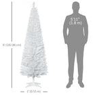 HOMCOM 6' Pencil Artificial Christmas Tree - White-Safe and stable with a solid and reliable plastic base for support