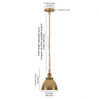 Hudson&Canal - Suspension Elodie , 20 cm de large, avec abat-jour en métal - Laiton/laiton-Nettoyer avec un chiffon doux et sec, sans produits chimiques agressifs ni produits de nettoyage abrasifs