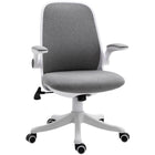 Vinsetto - Chaise de bureau en tissu avec accoudoirs relevables et siège pivotant - gris-Lignes ergonomiques avec rembourrage épais et accoudoir rembourré pour plus de confort