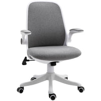 Vinsetto - Chaise de bureau en tissu avec accoudoirs relevables et siège pivotant - gris-Lignes ergonomiques avec rembourrage épais et accoudoir rembourré pour plus de confort