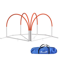 PawHut Dog Agility Training Equipment 4-Piece Set with Weave Poles - Orange-4-piece set for comprehensive agility training 