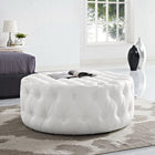 Modway Amour Upholstered Vinyl Ottoman - White-Surround Tufted Button Display