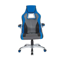 OSP Designs Race Chair - Charcoal Grey with Blue Trim-Tilt, Tilt Lock and Tilt Tension