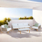 Manhattan Comfort - Ensemble de conversation de patio moderne Vine 4 pièces - Crème - Lot de 4-Coussins amovibles avec fermeture éclair pour un nettoyage et un entretien faciles