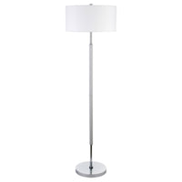 Hudson&Canal Simone 2-Light Floor Lamp with Fabric Shade - Cool Grey/Polished Nickel/White-Industrial design for your living room, office space, bedroom, or reading nook