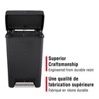 Rubbermaid 12.4 Gallon Step On Trash Can - Charcoal -Holds Trash Bags in Place: Integrated LinerLock  technology secures bag to the container and prevents slipping, even with heavy loads