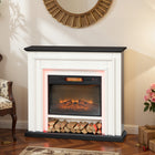 HOMCOM 41" Electric Fireplace with Mantel and Adjustable 3D Flame Effect -  1400 W - Black and White-Features RGB LED flame and three brightness levels for a cozy atmosphere