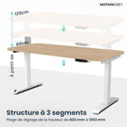 MotionGrey - Bureau assis-debout électrique à double moteur, réglable en hauteur, 140 po de largeur - Cadre blanc-Jusqu’à 120 kg - Notre structure de bureau assis-debout MotionGrey est renforcée avec des tubes en acier épaissis sur l’ensemble du cadre ainsi que des plaques de base consolidées au niveau des pieds. Cela offre une plateforme solide et durable, même lorsque le bureau est réglé à sa hauteur maximale
