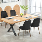 HOMCOM - Chaises de salle à manger en velours - noir - ensemble de 4-Les pieds en acier à grain de bois massif avec traitement d'impression par transfert thermique vous offrent un soutien pour maintenir une position stable
