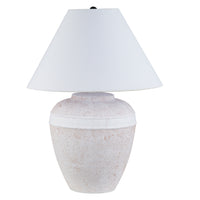 Hudson&Canal Chiara 23" Tall Ceramic Table Lamp with Fabric Shade - White Terracotta/White-Modern contemporary design for your living room, workspace, or bedside table