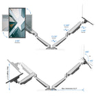 ShoppingAll - Support pour écran et ordinateur portable 2 en 1 avec 2 bras pivotants - Argent-7