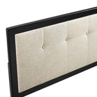 Modway Draper Tufted Fabric and Wood Queen Headboard - Black Beige-Button Tufted
