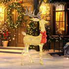 Outsunny Light Up Reindeer Christmas Decoration with 137 LED Lights - Gold-Warm white LED lights through shimmering vibrant fabric, create captivating glow 