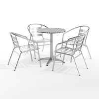 Flash Furniture 23.5" Round Aluminum Indoor-Outdoor Table Set with 4 Slat Back Chairs-Table and Chair Set