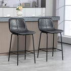 HOMCOM Microfiber Upholstered Bar Stools - Black - 2 Pack-Suitable for countertops of 35"-39" (89-99 cm.)
