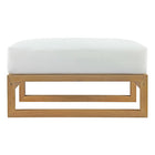 Modway Upland Outdoor Patio Teak Ottoman - Natural/White-Richly textured wood grain