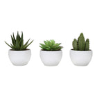 Monarch Specialties 6" Artificial Indoor Succulent Green Plants - Table - White Pots - Set of 3-Add a touch of greenery to your home or office with this set of 3 artificial succulent plants that stand up to 6" tall