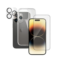 PanzerGlass 3-in-1 Protection Bundle for iPhone 14 Pro - Clear-3-in-1 bundle includes a screen protector, a case & a camera lens protector