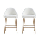 Manhattan Comfort Gracie 22" Modern Leatherette Upholstered Counter Stool - White and Gold - 2 Pack-Modern Counter Stool with Backseat Perfect for Bar and Kitchen Use. Set of 2