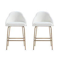 Manhattan Comfort - Gracie tabouret de comptoir moderne de 22" en similicuir blanc et or, lot de 2-Tabouret de comptoir moderne avec siège arrière parfait pour une utilisation au bar et dans la cuisine. Ensemble de 2