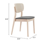 Zuo Kellua Dining Chair - Grey/Natural - Set of 2-3 year limited warranty