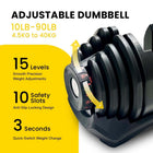 MotionGrey Adjustable Dumbbells 10-90 lb with High Strength Hand Grip & Workout Bench Equipment with Jumping Rope and Anti-Slip Barbell Metal Hand Set-Built for Progressive Overload: Higher weight capacity lets you continuously increase resistance and build real strength over time