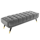 Modway Adept 60" Performance Velvet Bench - Grey-Bench Weight Capacity: 440 lbs.