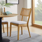 Modway Caledonia Fabric Upholstered Wood Dining Chair - Natural/White - 2 Pack-Assembly Required