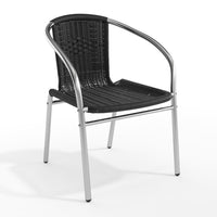 Flash Furniture – Chaise commerciale empilable en aluminium et en rotin noir, int/ext (TLH-020-BK-GG)-Chaise de café empilable