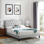 Modway - Amber Touffe Performance Velvet Lit de plateforme King, Gris clair-Velours de performance résistant aux taches