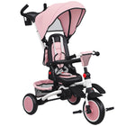 Qaba - Tricycle pliable 6 en 1 pour enfants avec poignée de poussée réglable - rose-Conception 6-en-1 qui s'adapte à la croissance de votre enfant de 12 à 60 mois 