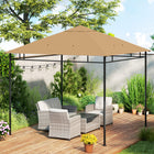 Outsunny 10' L x 10' W Square Gazebo Canopy Replacement UV Protected Top Cover - Beige-Ventilated top design for good air circulation to keep cool 