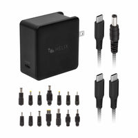 Helix PowerPlus+ 65W USB-C Laptop Charger with 14 Tips - Black-65W USB-C charger with adaptive power delivery
