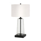 Hudson&Canal - Lampe de table Dax 70 cm de haut avec abat-jour en tissu - Verre grainé/Bronze noirci/Blanc-Design transitionnel pour votre salon, votre espace de travail ou votre table de chevet