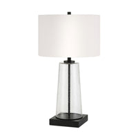Hudson&Canal - Lampe de table Dax 70 cm de haut avec abat-jour en tissu - Verre grainé/Bronze noirci/Blanc-Design transitionnel pour votre salon, votre espace de travail ou votre table de chevet