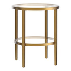 Hudson&Canal - Table d'appoint ronde Hera (50 cm de largeur) avec étagère en verre - Laiton antique-Un design contemporain moderne pour votre salon, votre chambre et plus encore
