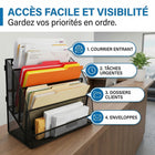 ShoppingAll - Organisateur de documents en maille, trieur de fichiers et porte-revues à 4 niveaux pour bureau ou mur, format lettre/A4 - noir-En utilisant l'espace vertical, cet organisateur élimine les piles de papier de votre bureau, ce qui en fait un outil essentiel pour les réceptions, les bureaux à domicile et les salles d'attente.
