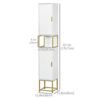 Kleankin Narrow Bathroom Linen Cabinet with Adjustable Shelf and Two Doors - White-Colour: White, Gold