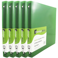 JAM Paper Plastic 3 Ring Binder, 0.75 inch, Green, 5 Pack (53016grg)-Green
