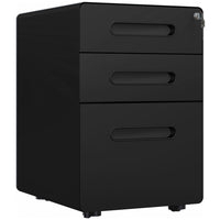 Vinsetto 3-Drawer Letter/A4 Filing Cabinet with Wheels Lockable - Black-Blends well into any office décor, fits under most desks or home office study
