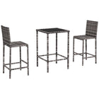 Outsunny 3 Piece Patio Bar Set for Patios Backyards Balcony Gardens Poolside-3pc bistro set includes 1 table and 2 chairs for indoor and outdoor use