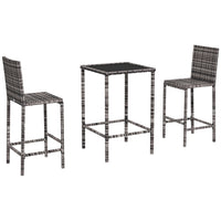 Outsunny 3 Piece Patio Bar Set for Patios Backyards Balcony Gardens Poolside-3pc bistro set includes 1 table and 2 chairs for indoor and outdoor use
