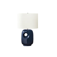 Monarch Specialties 26" H Contemporary Table Lamp - Blue Ceramic / Ivory / Cream Shade-Contemporary 26"h table lamp featuring a sleek blue ceramic base with a stylish cut-out design, perfectly blending modern aesthetics with functionality to brighten up any living room, office, or bedroom