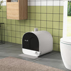 PawHut Cat Litter Box with Lid, Removable Tray, Scoop and Filter - Light Grey-Features a filter to stop smells from escaping 