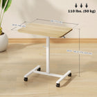 HOMCOM - Bureau réglable en hauteur - 28 po L x 18,9 po l x 45,3 po H - bois naturel-Structure en acier avec revêtement en poudre pour une solidité optimale