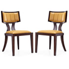 Manhattan Comfort - Lot de 2 chaises de salle à manger traditionnelles Pulitzer 46 cm, revêtement en similicuir camel et noyer-Chaise de salle à manger traditionnelle pour usage en salle à manger lot de 2