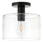 Hudson&Canal - Plafonnier semi-encastré Henri de de 25,4 cm de large avec abat-jour en verre - Noir mat/transparent-Design industriel pour votre entrée, votre foyer ou votre cuisine