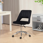 Vinsetto Armless Swivel Computer Desk Chair - Black-Scallop shape with stitching creates a relaxed, stylish look