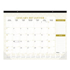 Blueline 2027 12-Month Gold Collection Monthly Desk Pad Calendar - 22" x 17" - Classic Gold - Bilingual-12 Months, January to December