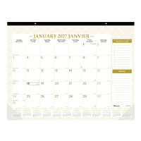 Blueline 2027 12-Month Gold Collection Monthly Desk Pad Calendar - 22" x 17" - Classic Gold - Bilingual-12 Months, January to December
